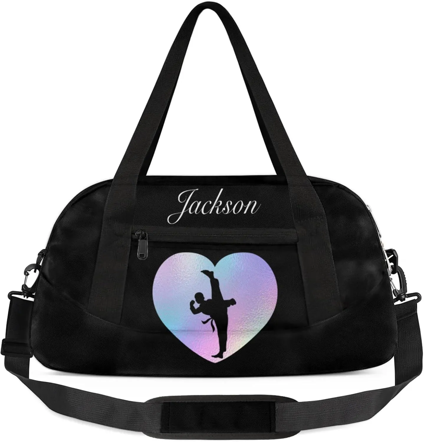 Personalized Sport Duffel Bag Custom Martial Art Sports Bag with Name Travel Overnight Shoulder Bags Customized Gifts for Women Men, Blue Purple