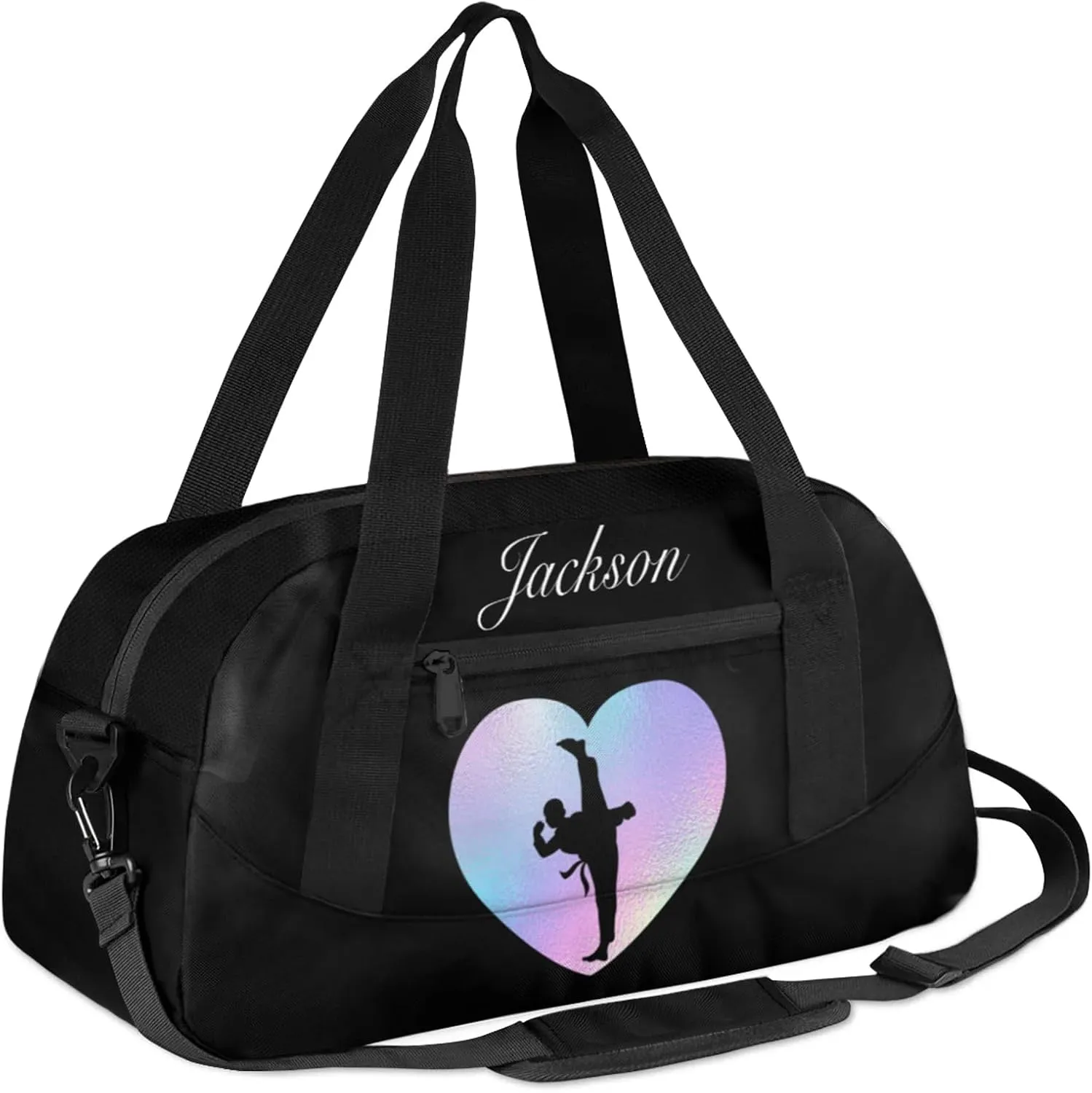 Personalized Sport Duffel Bag Custom Martial Art Sports Bag with Name Travel Overnight Shoulder Bags Customized Gifts for Women Men, Blue Purple