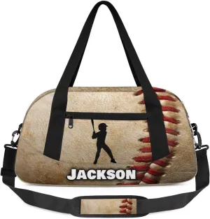 Personalized Sport Duffle Bag for Boys Girls, Custom Baseball Theme 1 Kids Duffle Bag Gym Bag with Name, Travel Duffel Bag Overnight Weekender Bag, Customized Kids Gifts