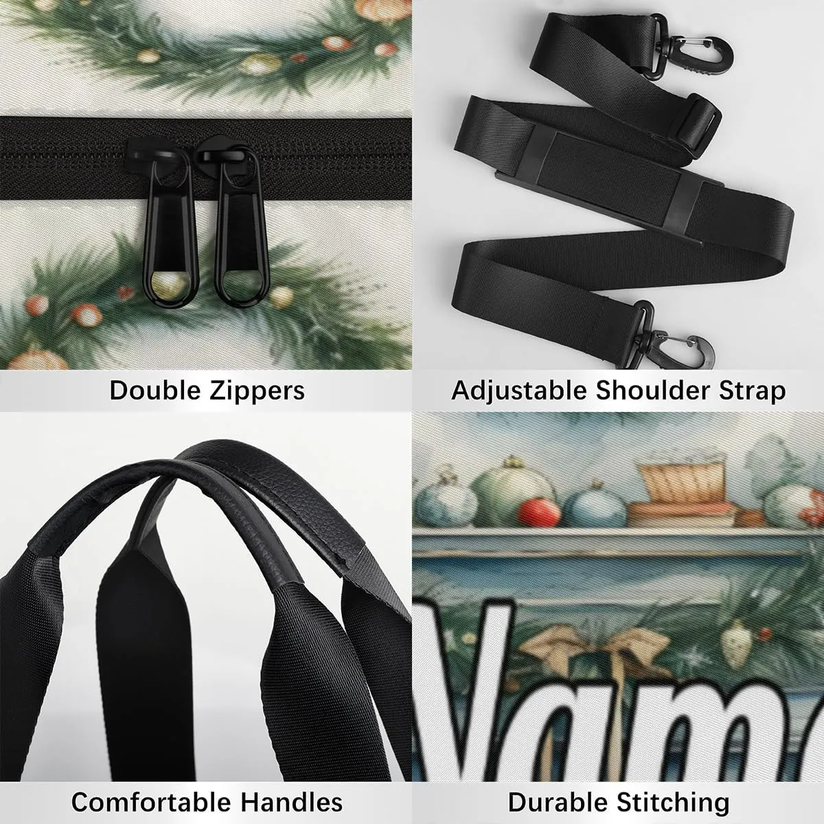 Personalized Sport Gym Bag Dance Duffle Ballet Bag Overnight Travel Sleepover Bags Swimming Hiking Camping, Christmas Fireplace