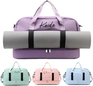 Personalized Sport Gym Bags, Custom Embroidered Name Duffle Bag with Wet Dry Pockets & Shoe Compartment, Large Capacity Waterproof for Camping Travel Weekender Overnight, Bridesmaid Bag, Party Gifts