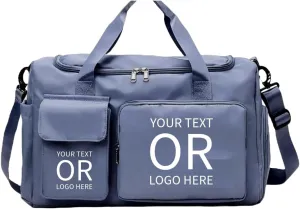 Personalized Sports Bag - Custom Gym Bag, Cheer Bag, Weekender Bag, Duffle Bags Personalized for Men, Women - Personalized Duffel Bag with Name (Light Green with your text and logo)