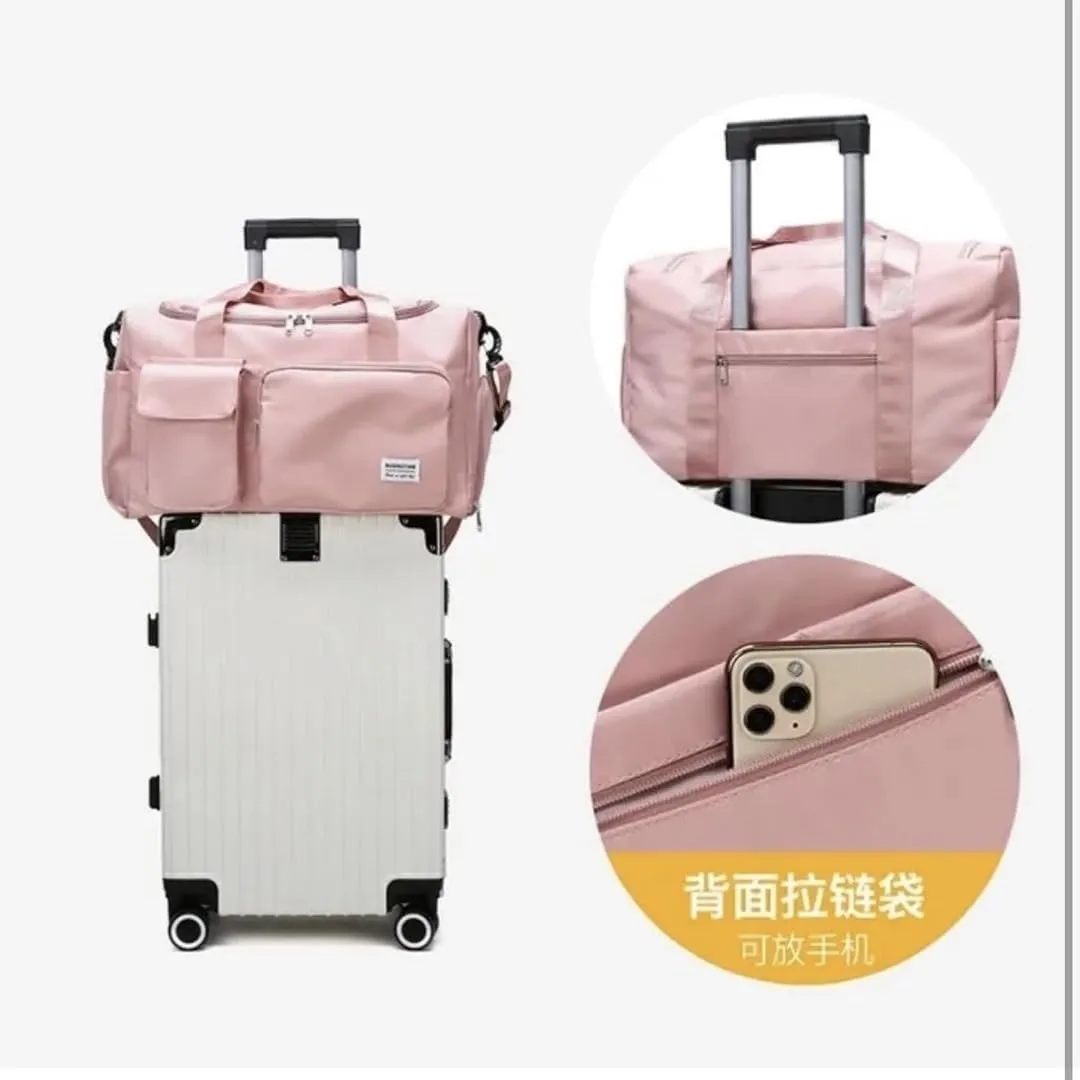 Personalized Sports Bag - Custom Gym Bag, Cheer Bag, Weekender Bag, Duffle Bags Personalized for Men, Women - Personalized Duffel Bag with Name (Pink with your text and logo)