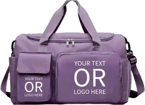 Personalized Sports Bag - Custom Gym Bag, Cheer Bag, Weekender Bag, Duffle Bags Personalized for Men, Women - Personalized Duffel Bag with Name (Purple with your text and logo)