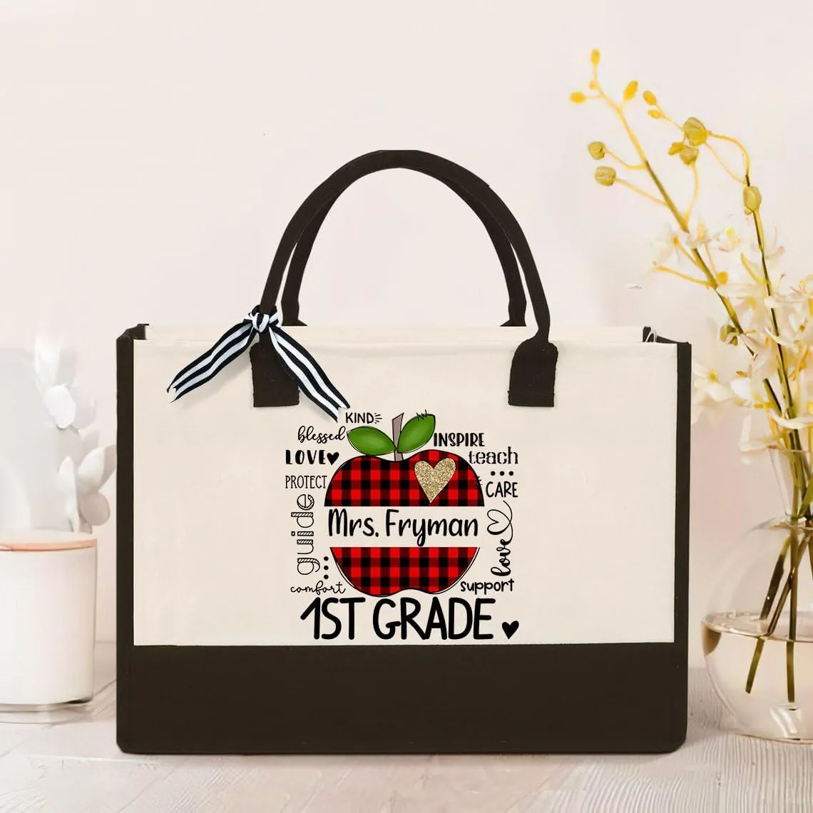 Personalized Teacher Appreciation Canvas Tote Bag