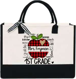 Personalized Teacher Appreciation Canvas Tote Bag