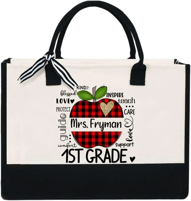 Personalized Teacher Appreciation Canvas Tote Bag