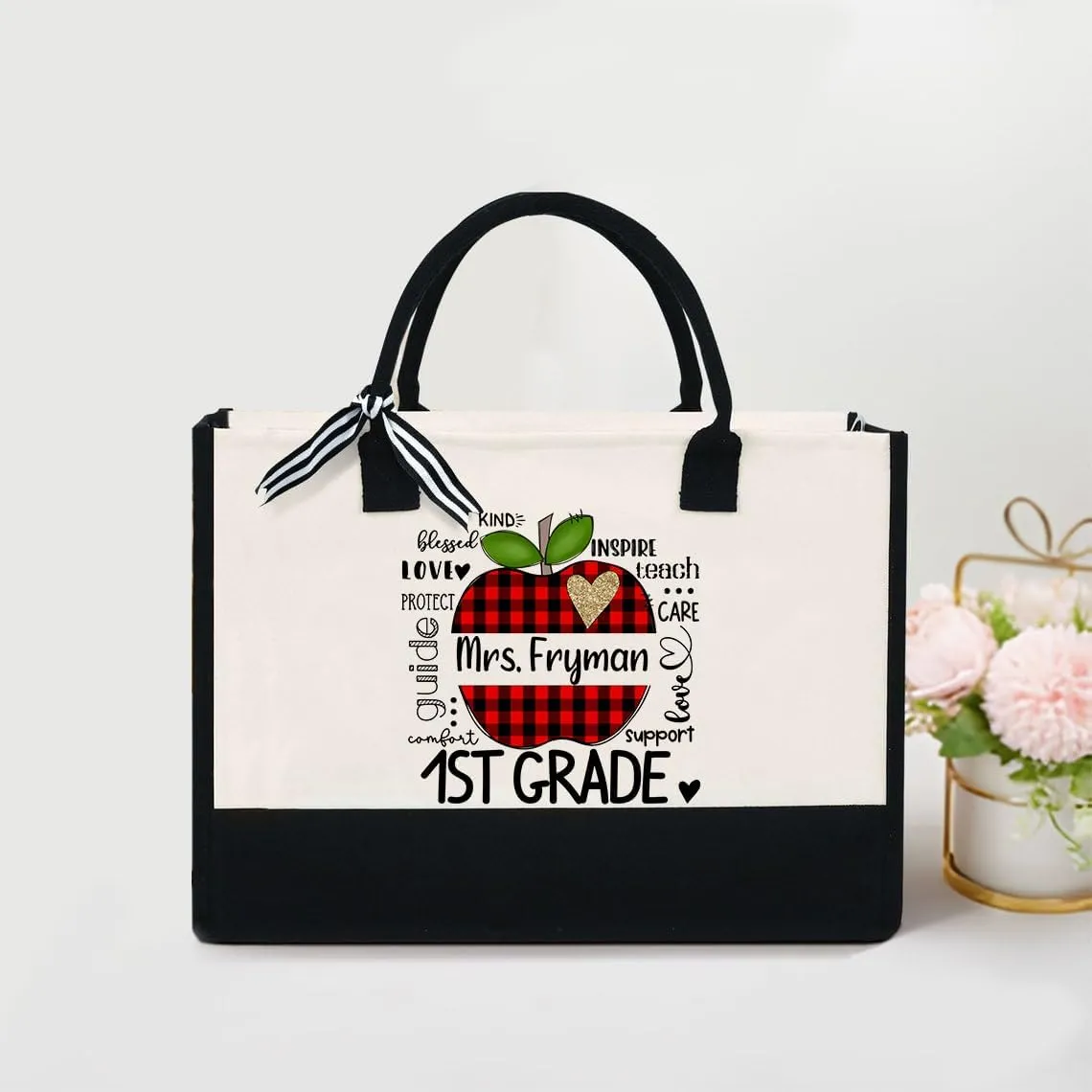 Personalized Teacher Appreciation Canvas Tote Bag