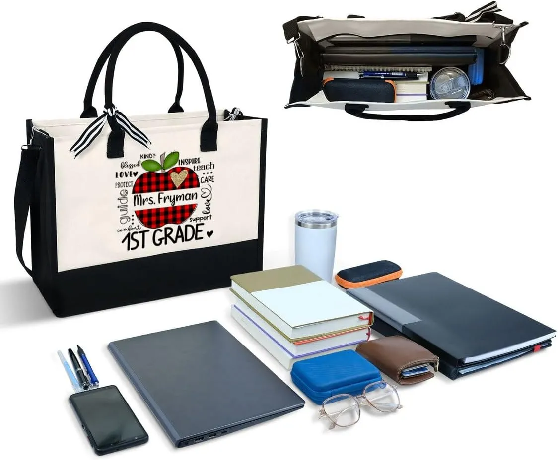 Personalized Teacher Appreciation Canvas Tote Bag
