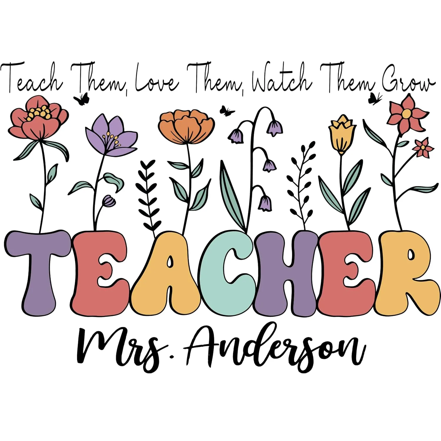 Personalized Teacher Gift, Custom Teacher Tote Bag, Custom Name Teacher Bag, Teacher Appreciation Gift, Gift for Teacher (Two-Color Tote Bag, Design 07)