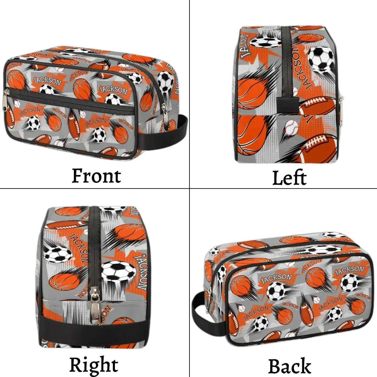 Personalized Toiletry Bag for Man Boy, Custom Cosmetic Bag Travel Makeup Bag Shaving Bag Make Up Bag Organizer Christmas Birthday Gift Sport Ball Pattern