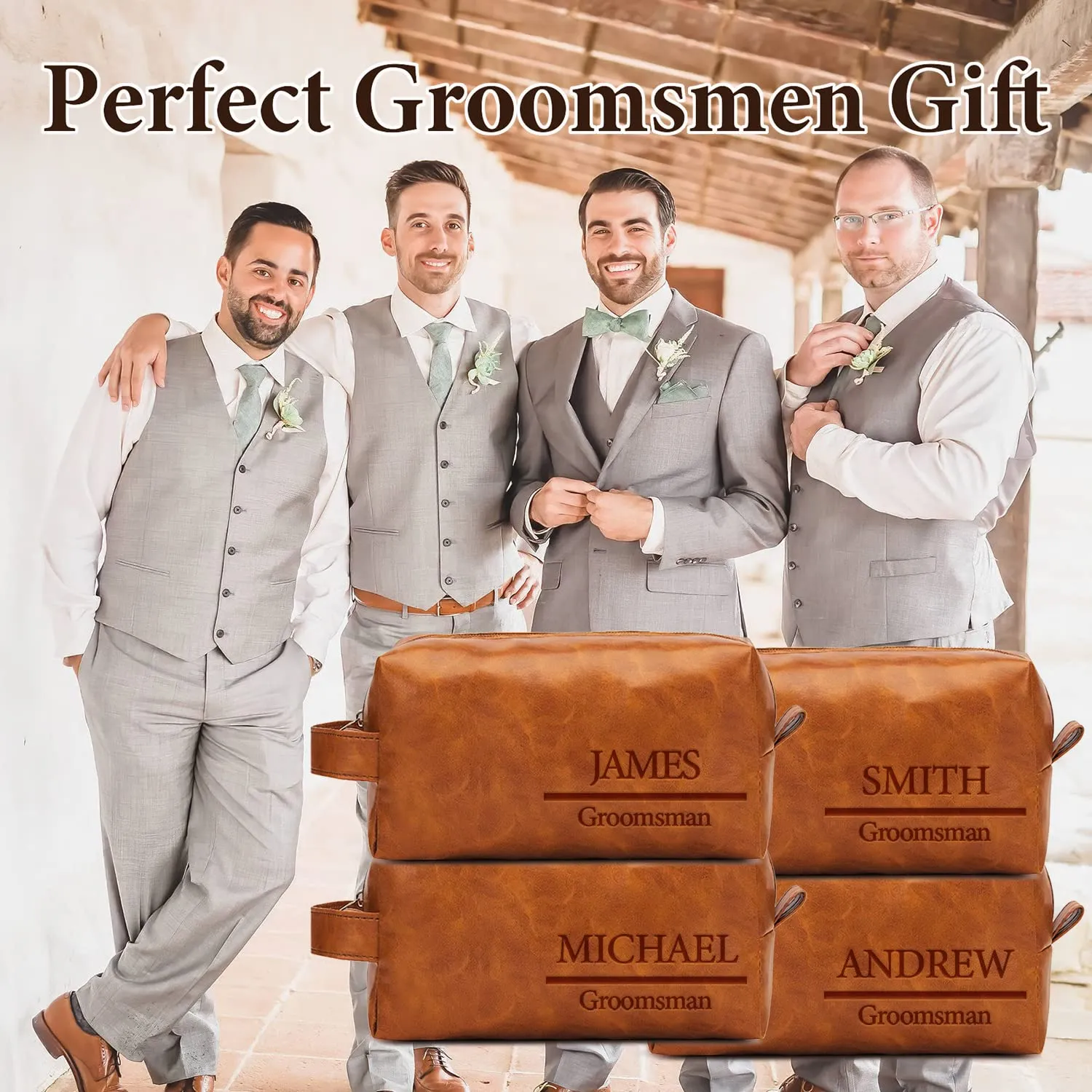 Personalized Toiletry Bag for Men Handcrafted, Custom Leather Dopp Kit for Men, Waterproof Canvas Bathroom Toiletries Bags, Personalized Gifts for Men, Shaving Bag Grooming Kit Cosmetic Bag