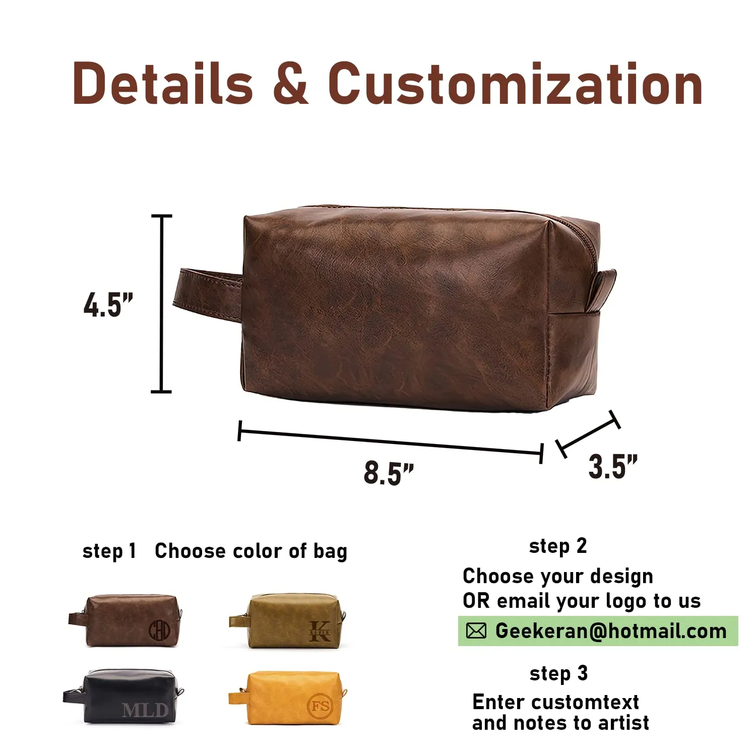Personalized Toiletry Bag for Men Handcrafted, Custom Leather Dopp Kit for Men, Waterproof Canvas Bathroom Toiletries Bags, Personalized Gifts for Men, Shaving Bag Grooming Kit Cosmetic Bag