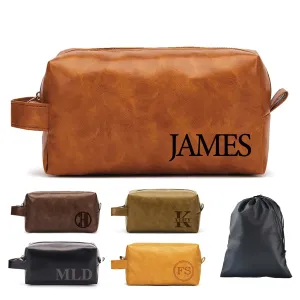 Personalized Toiletry Bag for Men Handcrafted, Custom Leather Dopp Kit for Men, Waterproof Canvas Bathroom Toiletries Bags, Personalized Gifts for Men, Shaving Bag Grooming Kit Cosmetic Bag