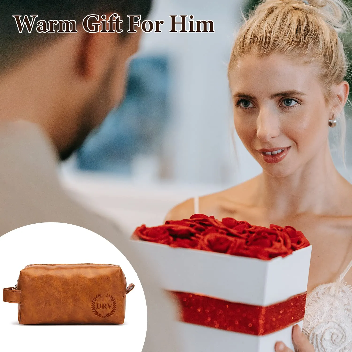 Personalized Toiletry Bag for Men Handcrafted, Custom Leather Dopp Kit for Men, Waterproof Canvas Bathroom Toiletries Bags, Personalized Gifts for Men, Shaving Bag Grooming Kit Cosmetic Bag