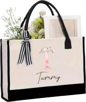 Personalized Tote Bag for Women | Monogram Gift | Tote Bag with zip pocket| Custom Beach Bags with Name |Gifts for Birthday