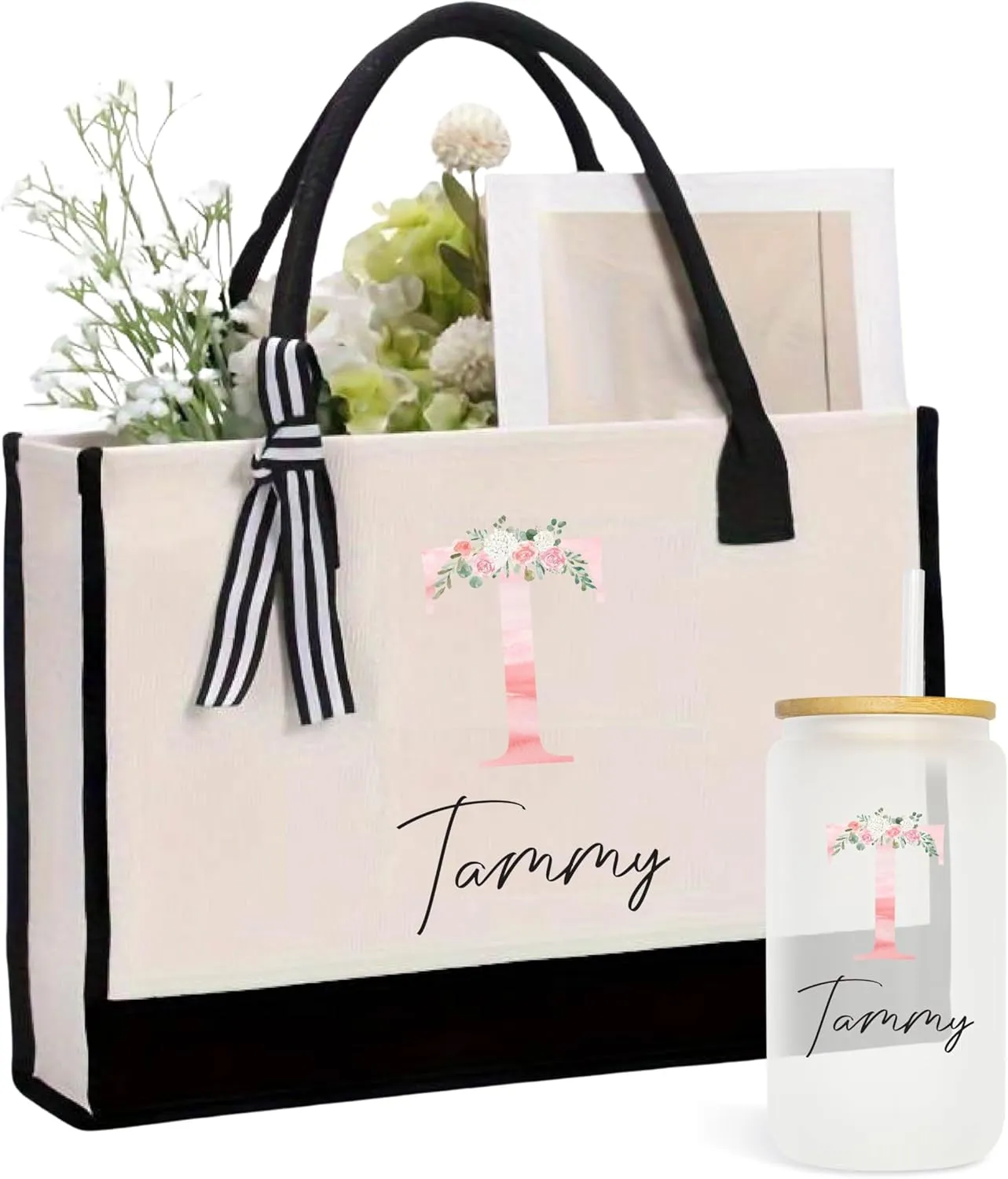 Personalized Tote Bag for Women | Monogram Gift | Tote Bag with zip pocket| Custom Beach Bags with Name |Gifts for Birthday