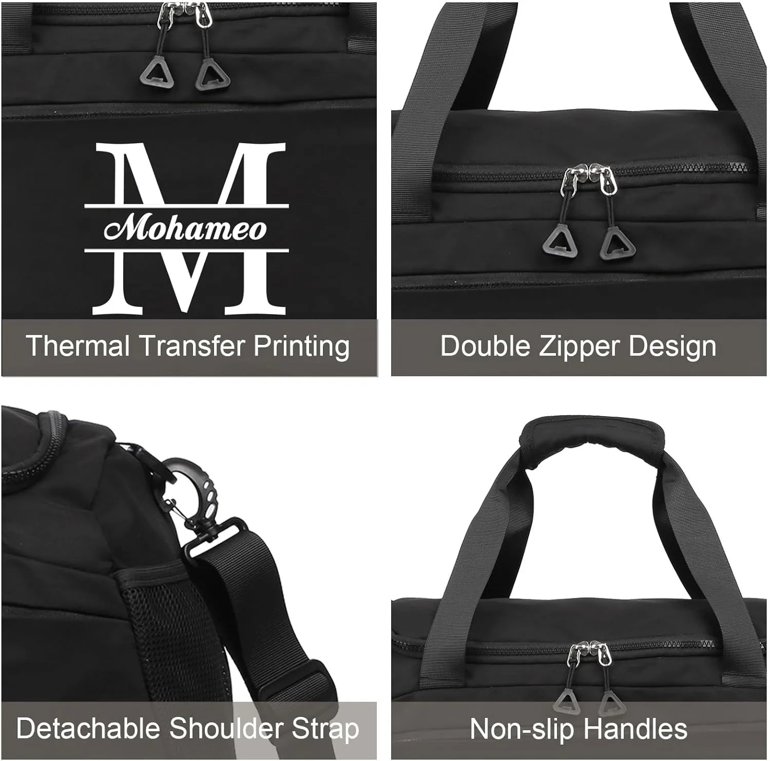 Personalized Travel Bag for Women Custom Duffle Bag with Name Customized Overnight Bag with Initials Sports Gym Bags Bridesmaid Gifts for Women Men (Black)