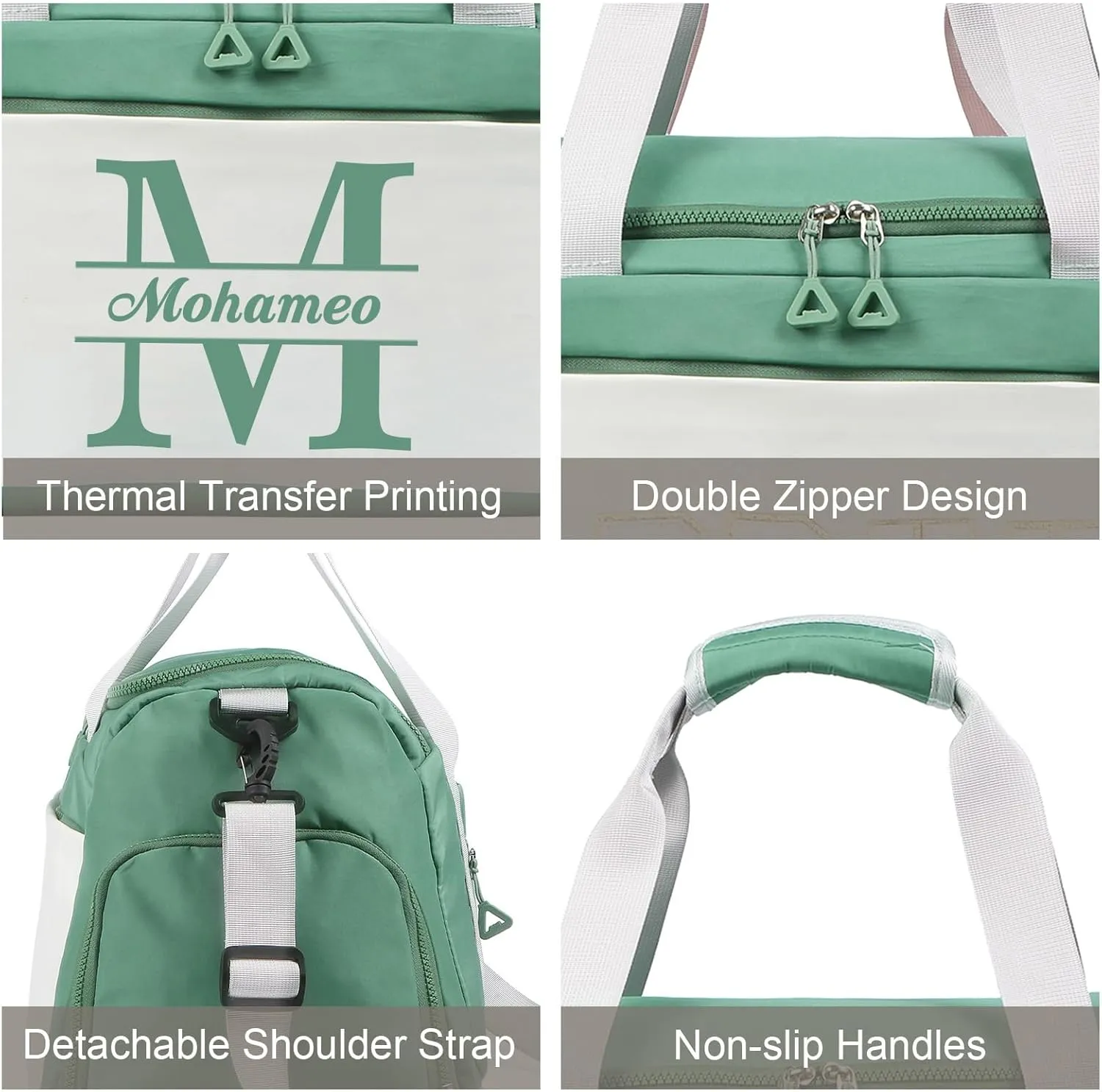 Personalized Travel Bag for Women Custom Duffle Bag with Name Customized Overnight Bag with Initials Sports Gym Bags Bridesmaid Gifts for Women Men (Green)
