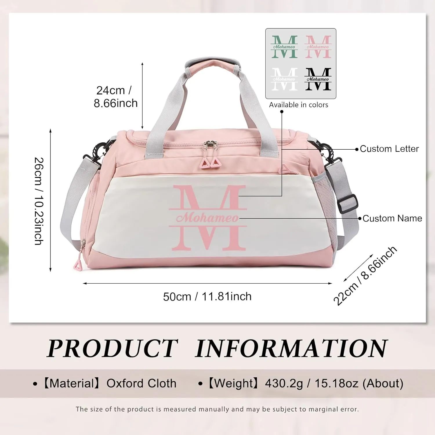 Personalized Travel Duffel Bag - Custom Name Letter Large Capacity Sport Gym Bag with Wet Dry Pockets Weekend Travel Bag Gifts for Women Men Husband Dad Son Wife for Anniversary Christmas