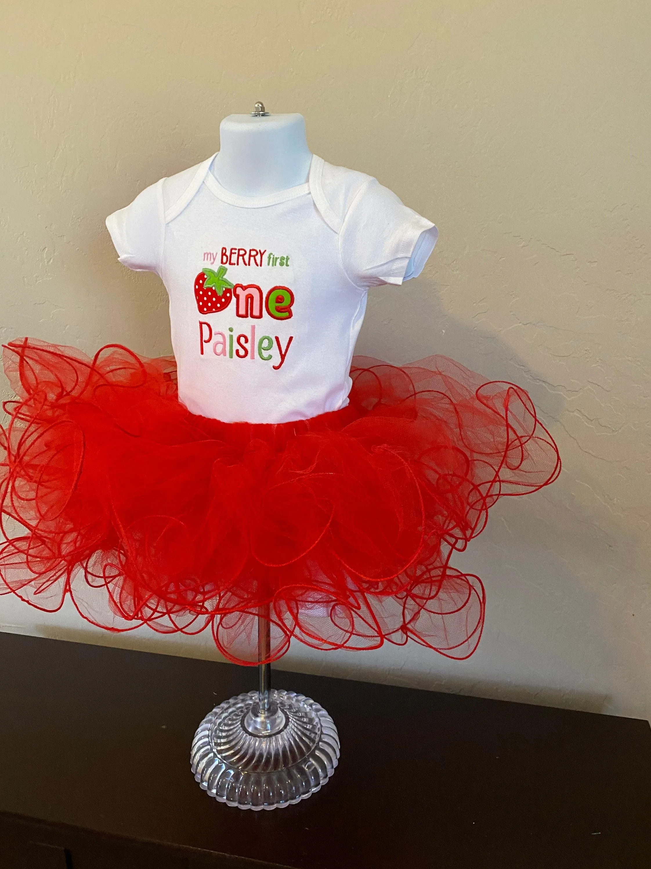 Personalized Tutu Dress Little Girl Baby 1st Birthday Outfit Custom Name Text Onesie Red Comfy Tutu Skirt Princess Dress