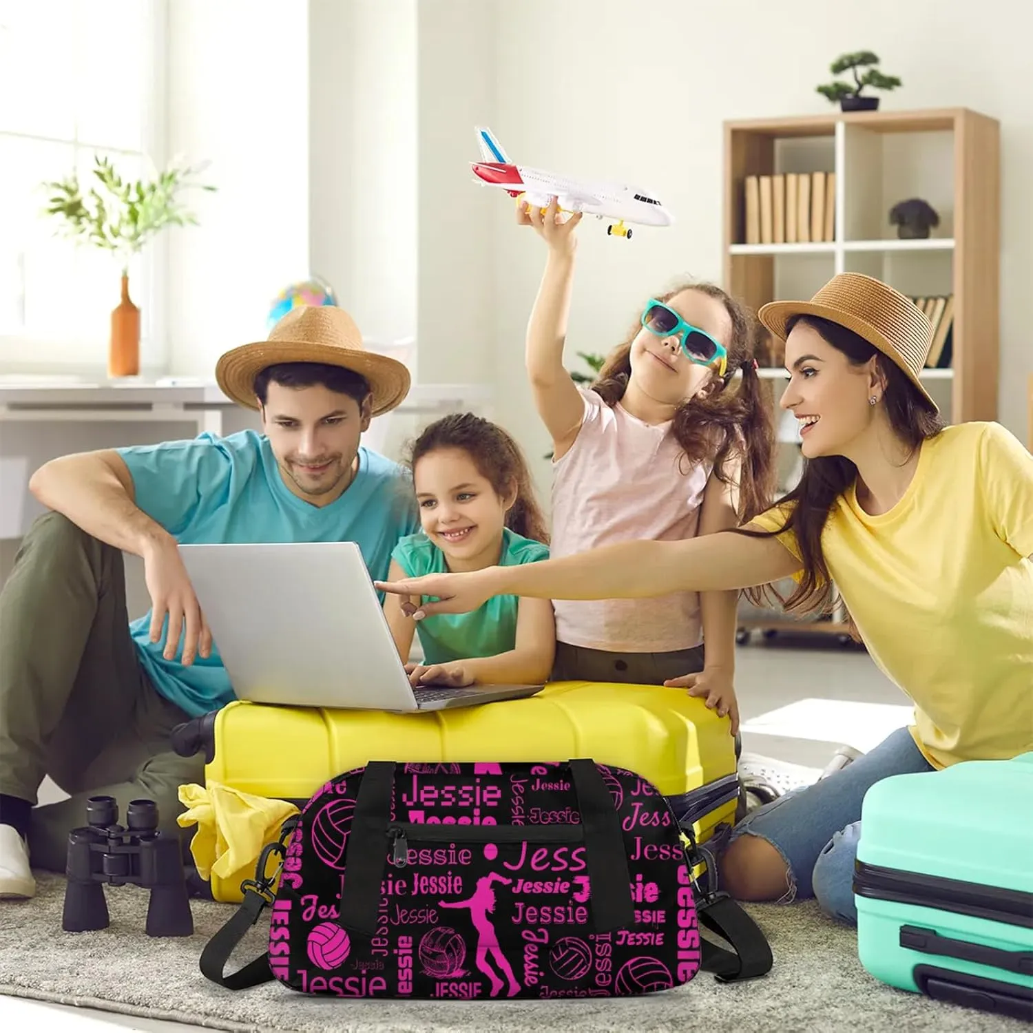 Personalized Volleyball Sport Duffel Bag Custom Sports Bag Travel Overnight Shoulder Bags Customized Gifts for Women Men, Black