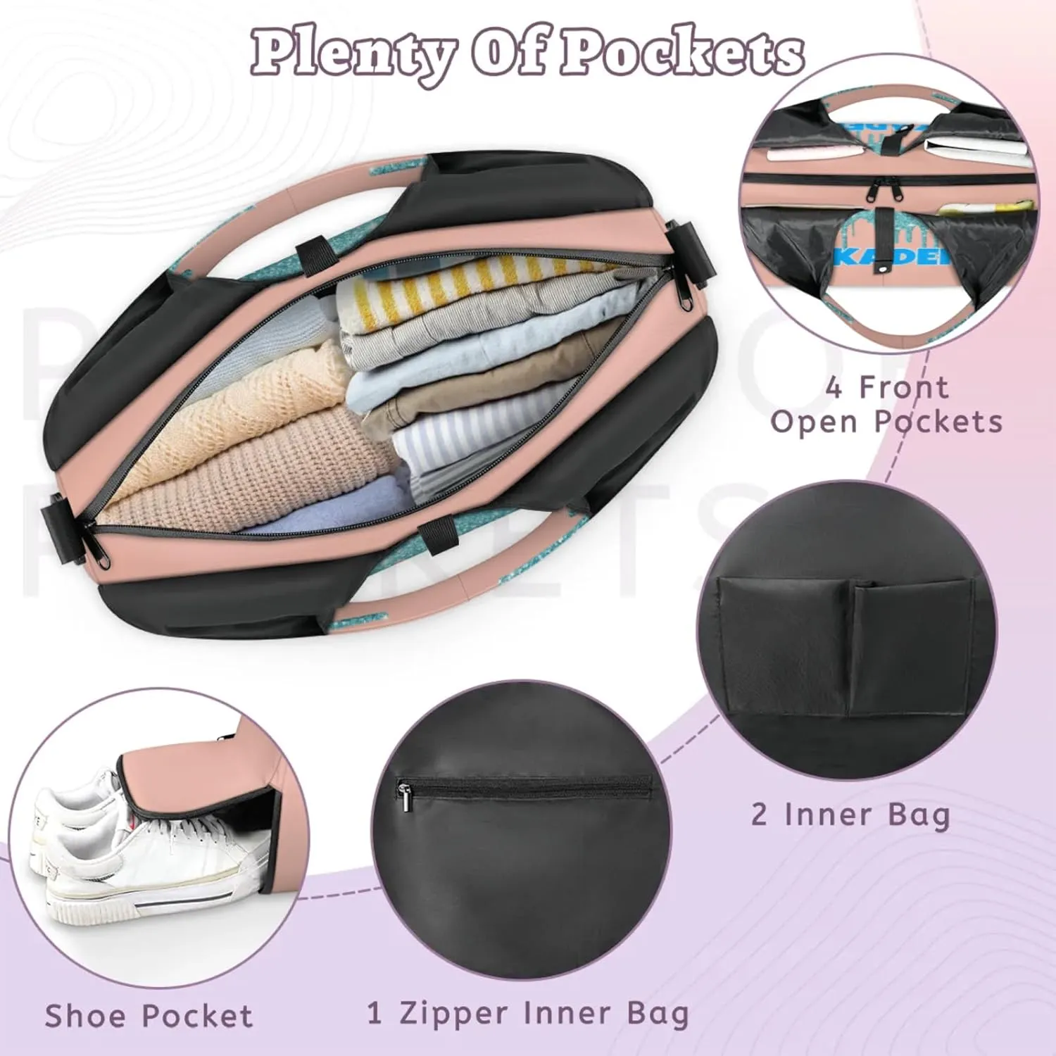 Personalized Yoga Mat Bag with Name Shoe Compartment, Water Fluid Glittering Travel Tote Sport Gym Duffel Bag