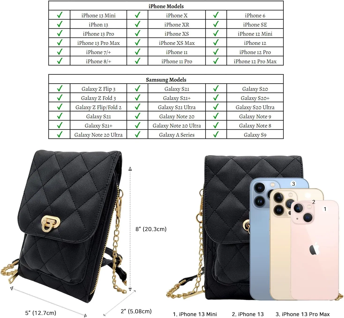 Phone Crossbody Bags for Women Small Vegan Leather Mini Shoulder Wallet Card Quilted Purse