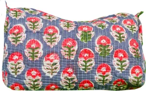 Pieces Indian Handmade Cotton Quilted Handmade Floral Hand Block Print Toiletry Bag,Cosmetic Pouch Bag Makeup Bag For Women (1, Blue A), 85485