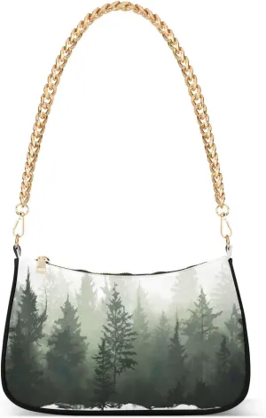 Pine Trees Shoulder Bag for Women, Handbag with Chain Strap, Soft Purse Tote Bag for Ladies