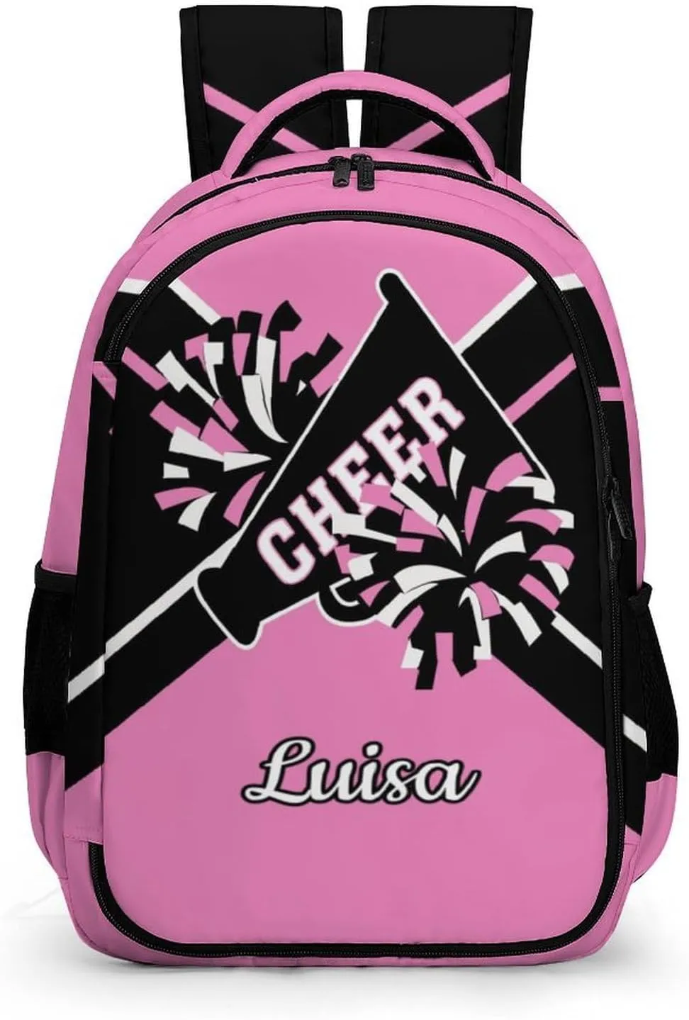 Pink Cheerleader School Backpack Custom Personalized with Name for Travel Daypack Sport Laptop Bag