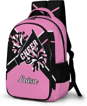 Pink Cheerleader School Backpack Custom Personalized with Name for Travel Daypack Sport Laptop Bag
