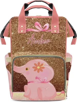 Pink Elephant Diaper Bags Backpack Customized Baby Bag Nursing Nappy Bag Travel Tote Gifts for Women