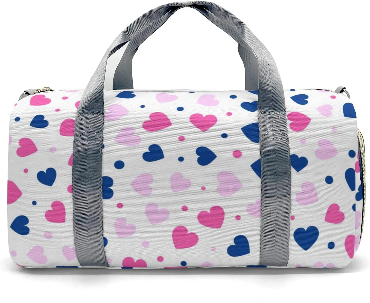 Pink Love Hearts Personalized Travel Duffel Bag Custom Waterproof Overnight Bag for Gym Sport Swim Bags Travel Assistant