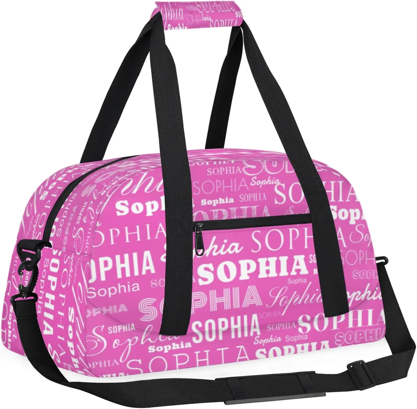 Pink Purple Custom Dance Bag Personalized Kids Gym Bag Overnight Duffel Bag Weekender Travel Bags for Girls Gymnastics Creative Name Ballet Bag Customized Kids Gifts