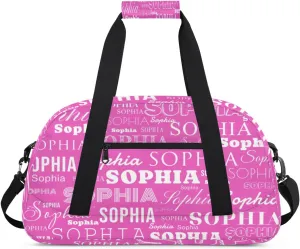 Pink Purple Custom Dance Bag Personalized Kids Gym Bag Overnight Duffel Bag Weekender Travel Bags for Girls Gymnastics Creative Name Ballet Bag Customized Kids Gifts