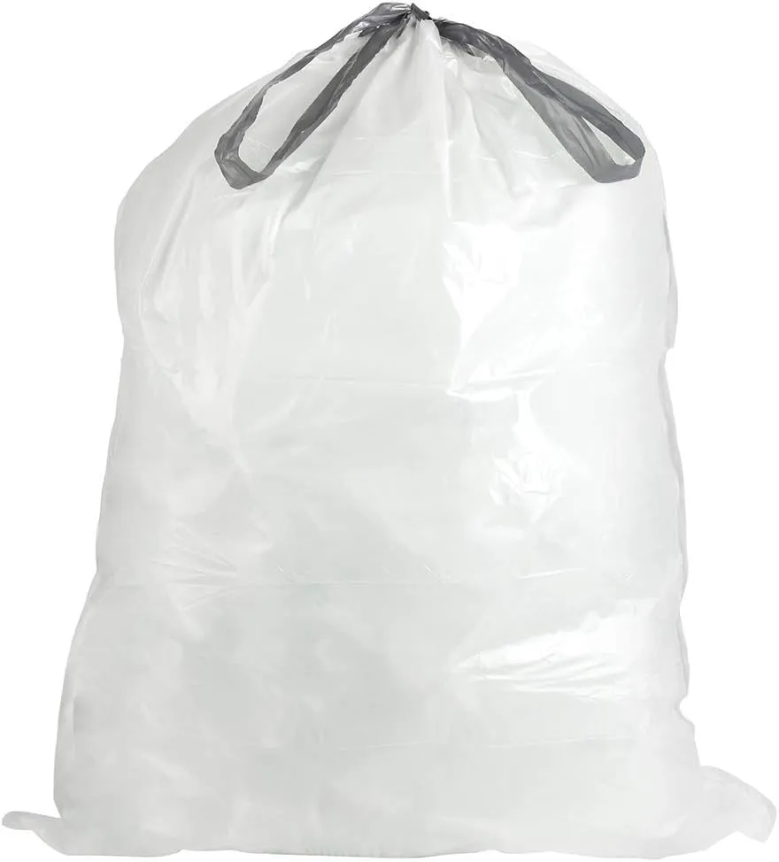 Plasticplace Custom Fit Trash Bags, Compatible with Simplehuman Code N (200 Count) White Drawstring Garbage Liners 12-13 Gallon / 45-50 Liters, 22.5" x 31.5"