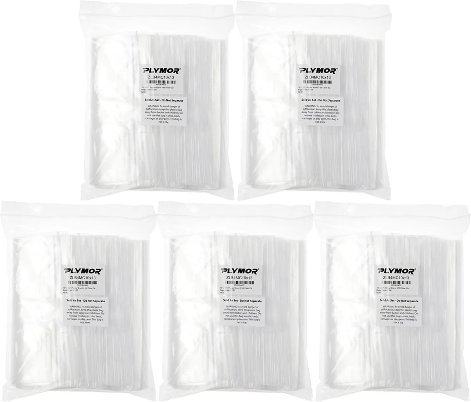 Plymor 10" x 13" (Pack of 500), 4 Mil Heavy Duty Zipper Reclosable Plastic Bags