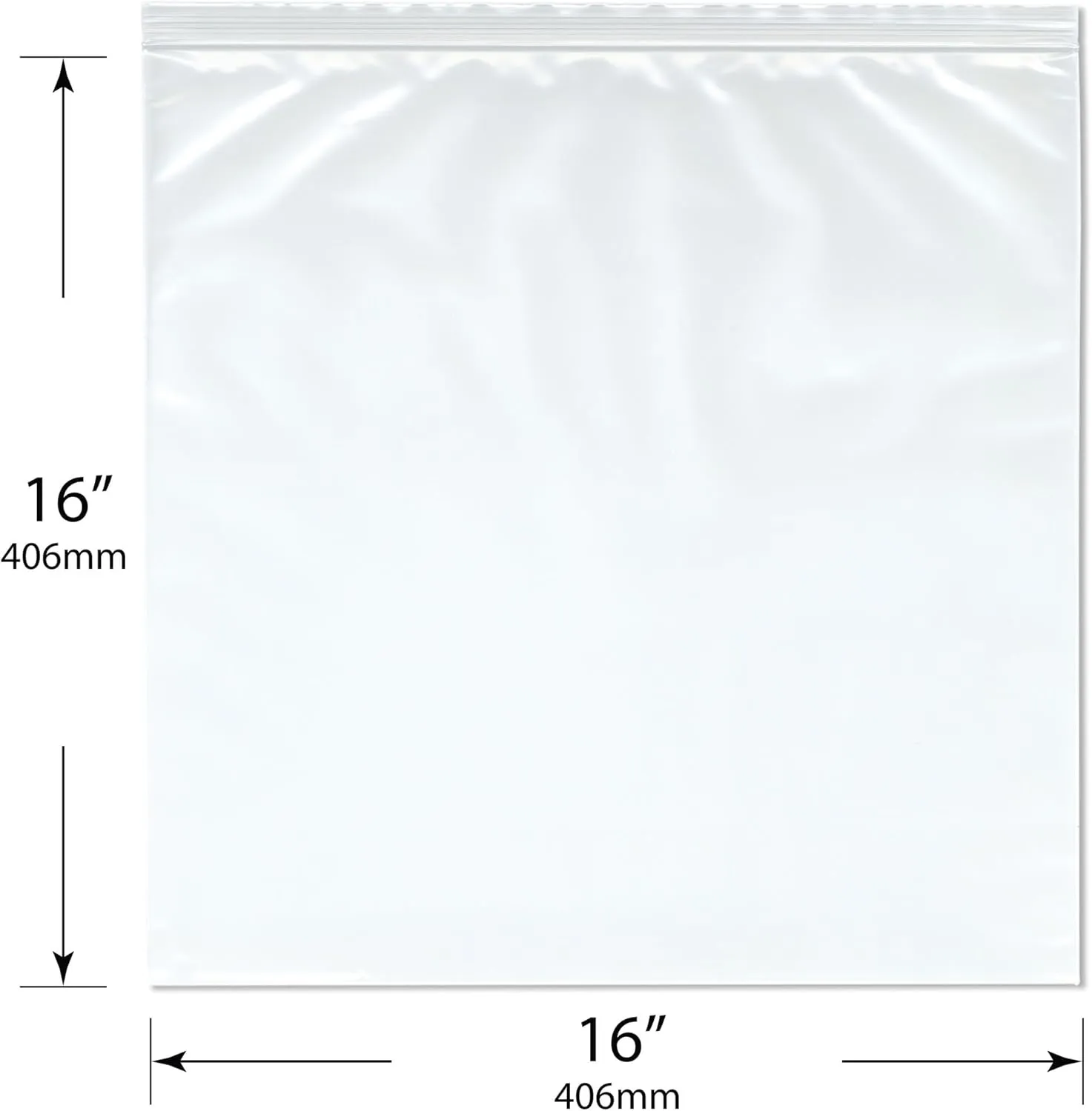 Plymor 16" x 16" (Pack of 50), 4 Mil Heavy Duty Zipper Reclosable Plastic Bags