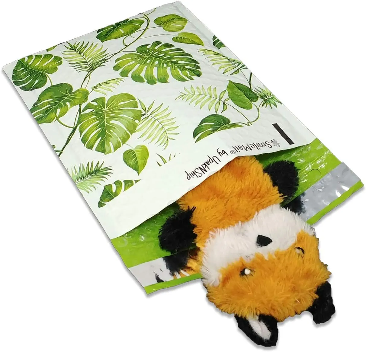 Poly Bubble Mailers, 6x10" Tropical Banana Leaves, Self Sealing Padded Envelope Mailers, (6.5 x 9 Usable Space) Cushioned Peel & Seal Mail Bags W/Kissy Stickers (50)