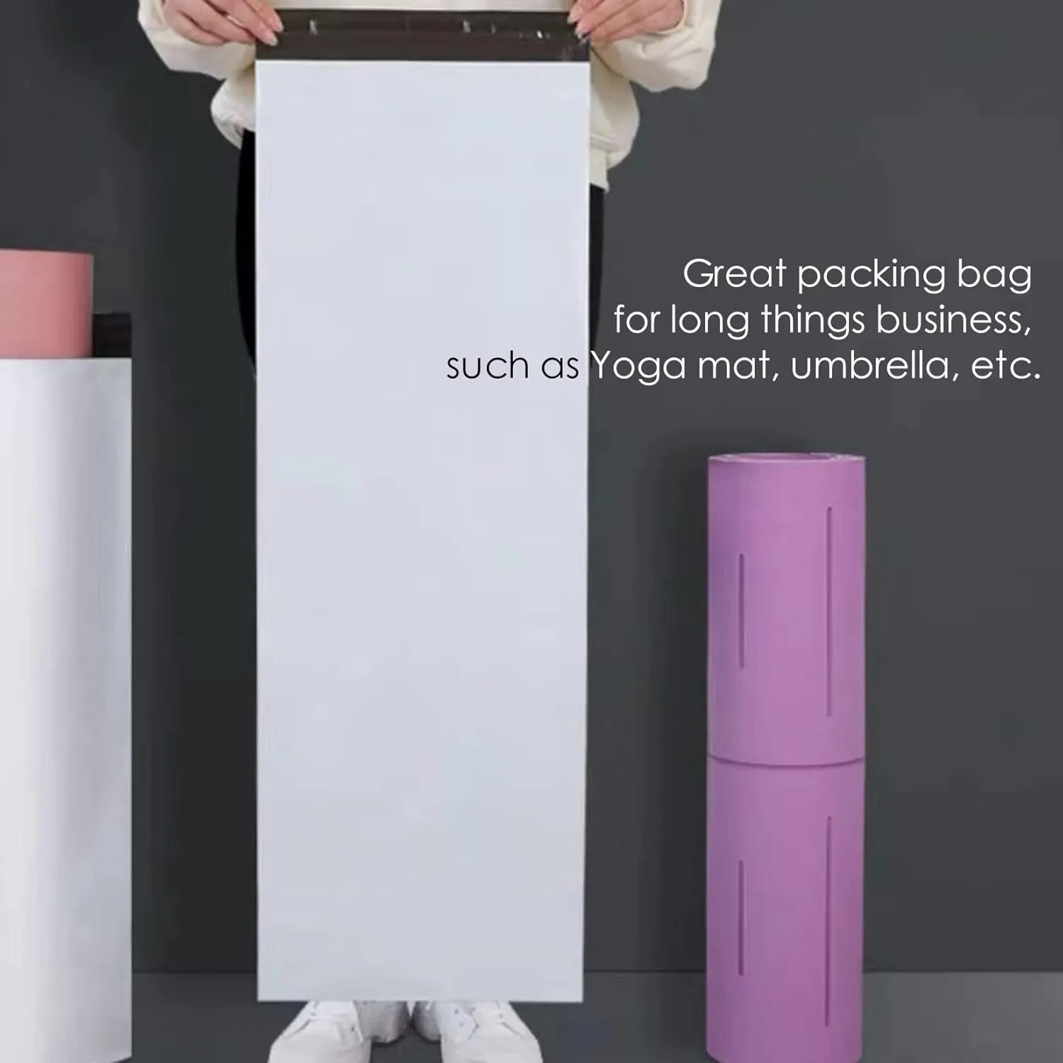 Poly Mailers Long Shipping Bags 12x43 Inch 50 Pack Envelopes Bag for Unique Items Storage Packaging, White Self Sealing Waterproof Mailing