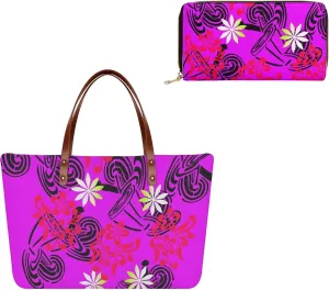 Polynesian Handbag and purse Set Big Women's Shoulder Bag Custom PU leather purse and purse 2 pieces for girls