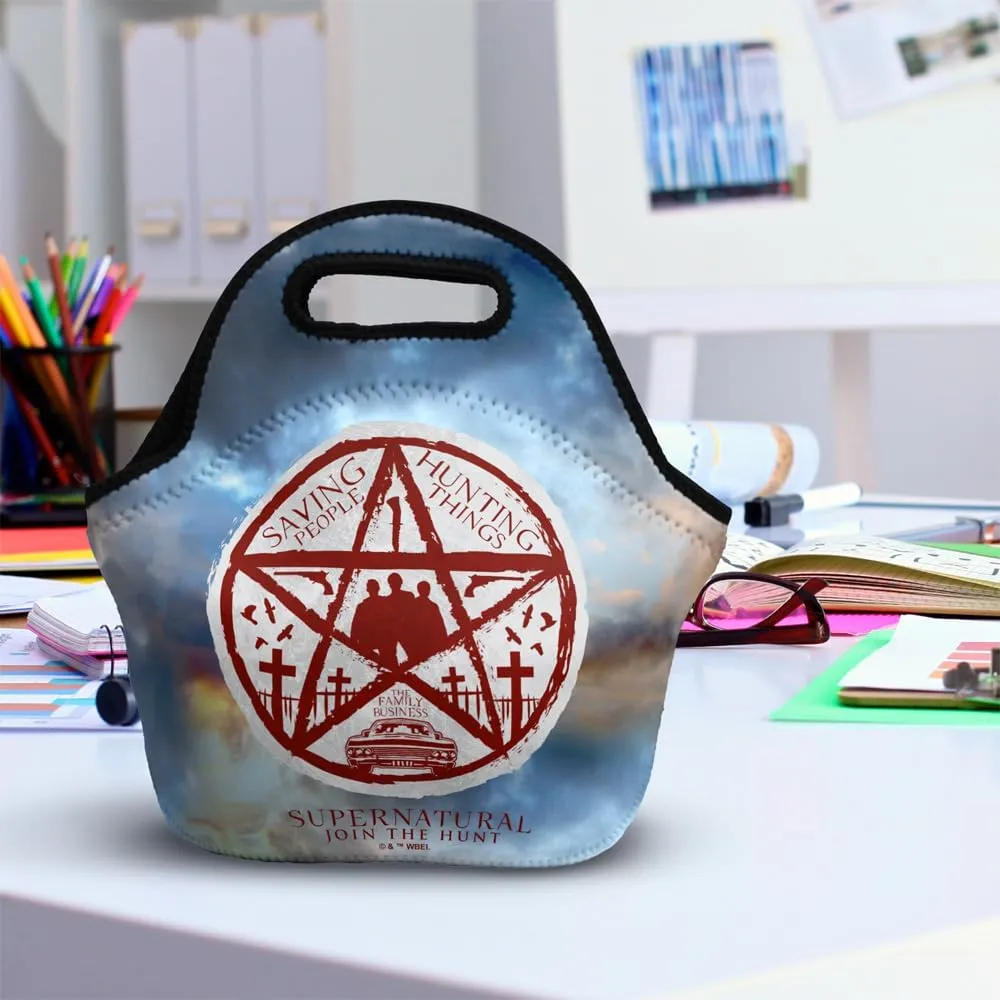 Popfunk Supernatural Saving People Hunting Things Star Soft Neoprene Lunch Bag, Lightweight, Insulated, Reusable for School, Work, Office