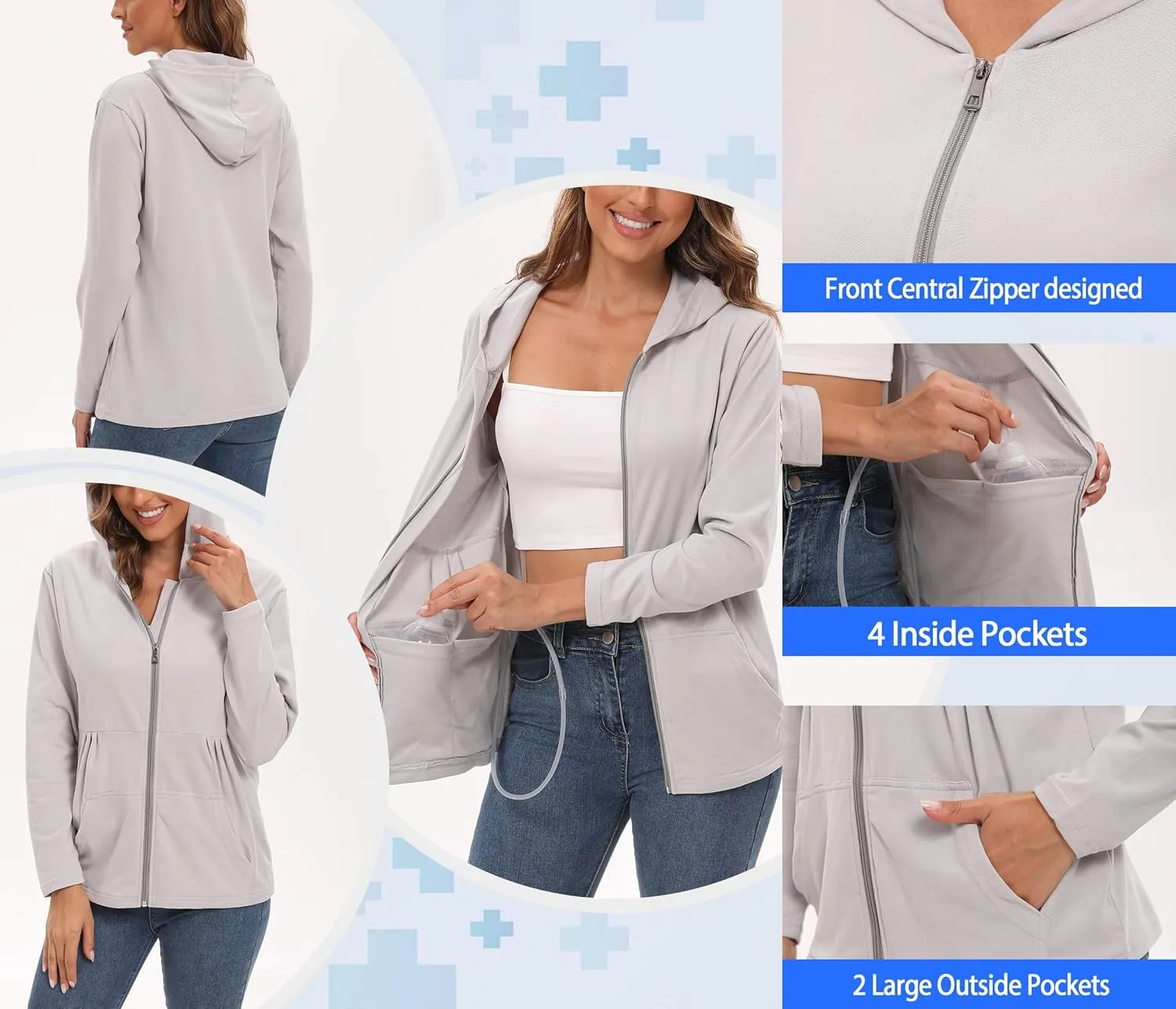 Post Mastectomy Shirts with Drain Pockets Breast Mastectomy Recovery Must Haves Soft Long Sleeve Zip Up Shirts Clothing