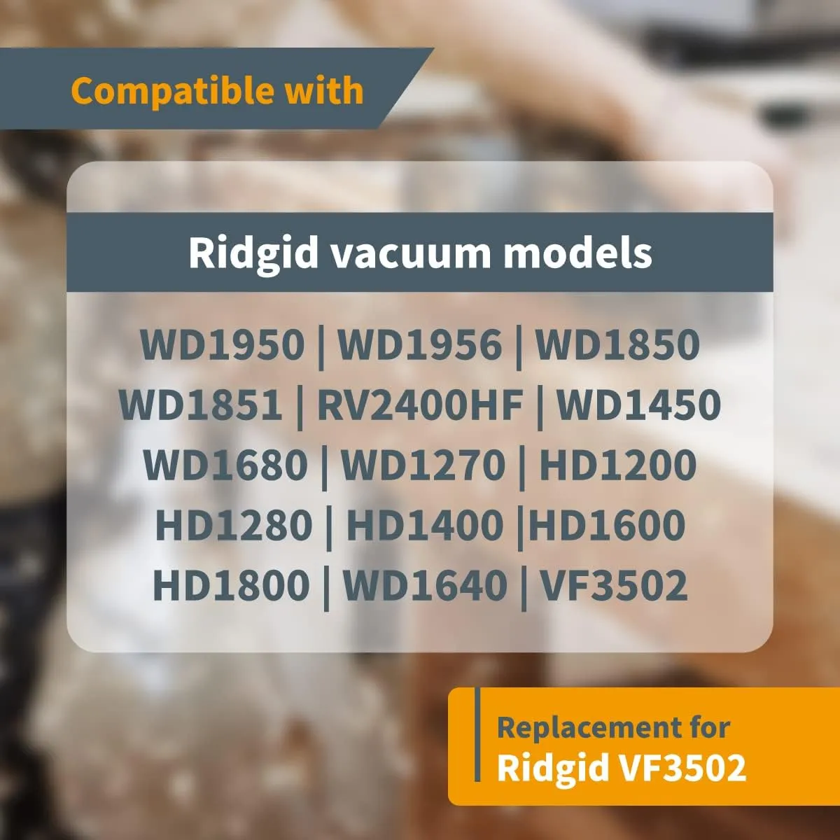POWERTEC 23743 VF3502 Size A Shop Vacuum Bags for Ridgid 12 Pack, 12-16 Gal. Vacuum Bags for Ridgid HD1200, HD1400 Wet Dry Vac (75002-P6V)