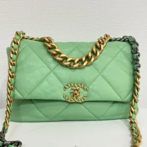 Preloved Chanel 19 Calfskin 2way Chain Bag in Mint Green Shoulder Bag