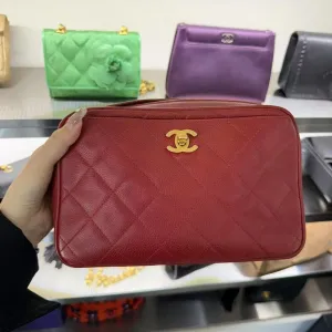 Preloved Chanel Quilted Lambskin Red Shoulder Bag
