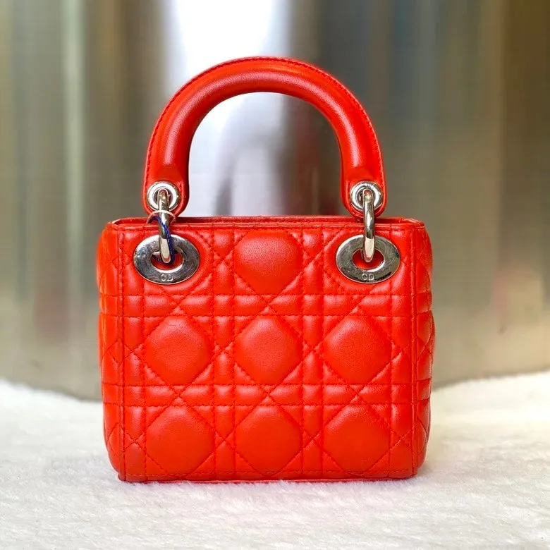 Preloved Dior Lady 8308 Red Leather Top Handle Bag