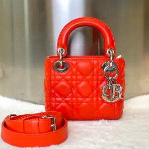 Preloved Dior Lady 8308 Red Leather Top Handle Bag