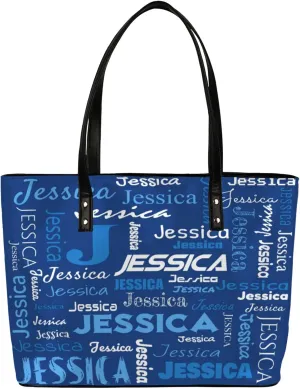 PU Leather Custom Tote Bag for Women, Personalized Initial Shoulder Beach Bags Customized Handles Bag